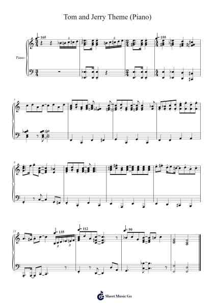Tom and Jerry Theme (Piano) Sheet Music by Scot Bradley-Arr.Gorliz