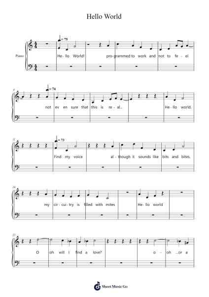 Hello World Sheet Music by Louie Zong-Arr.Huxdia