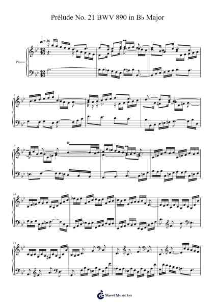 Prélude No. 21 in B♭ Major, BWV 890 Sheet Music by Johann Sebastian Bach-Arr.Kingrell
