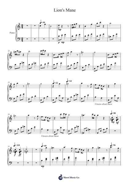 Lion's Mane Sheet Music by jordanklooste-Arr.Bairdkeith Cysoon