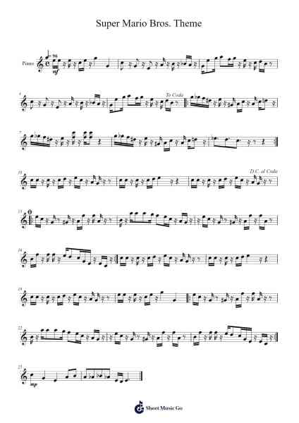 Super Mario Bros. Theme Notenblatt von Kōji Kondō-Arr.Hornwald