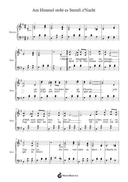 Am Himmel stoht es Sternli z'Nacht Sheet Music by Artur Beul-Arr.Dunbeck