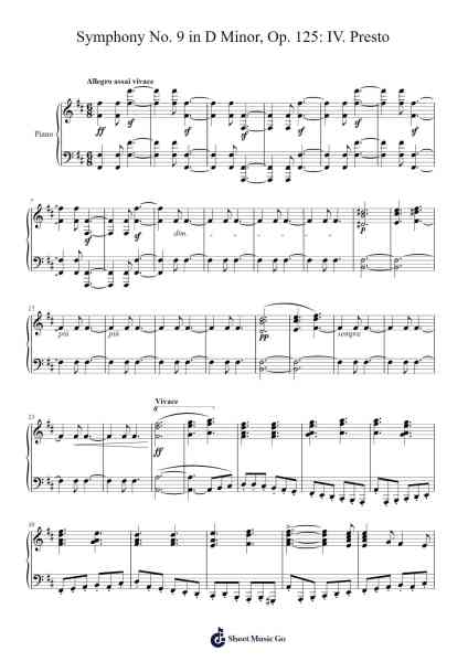 Symphony No. 9 in D Minor, Op. 125: IV. Presto Sheet Music by Vincent-Arr.Greengrant Darvice