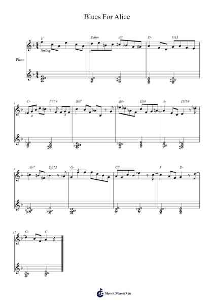 Blues For Alice Sheet Music by Charlie Parker-Arr.Frednice Daveburns