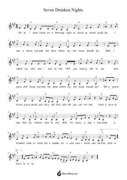 Seven Drunken Nights Sheet Music by undefined-Arr.Eipsridge Zangphne