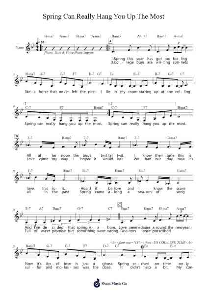 Spring Can Really Hang You Up the Most Sheet Music by Lea Grant-Arr.Taysnow Churniel