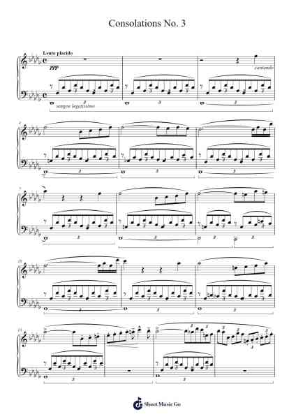 Consolations No. 3 Sheet Music by Franz Liszt-Arr.Shedave Dwightrene