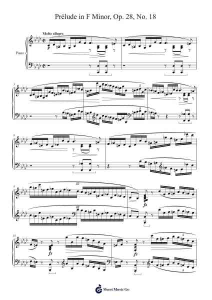 Prélude in F Minor, Op. 28, No. 18 Sheet Music by Frédéric François Chopin-Arr.Harloise Hanett