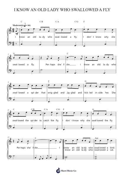 I Know an Old Lady Who Swallowed a Fly Sheet Music by Burl Ives-Arr.Bardtrid