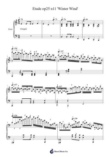 Etude Op. 25 No. 11 in A minor "Winter Wind" Sheet Music by undefined-Arr.Maltzster Colcott