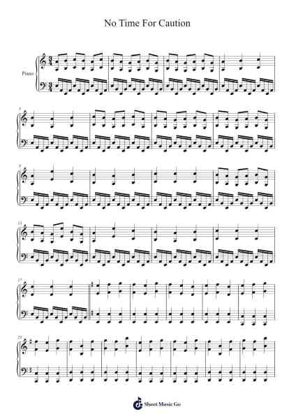 No Time For Caution Sheet Music by Hans Zimmer-Arr.Bardse Halwatt