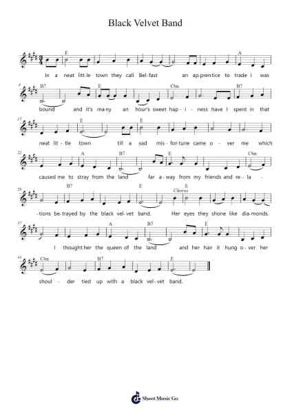 Black Velvet Band Sheet Music by Trad.-Arr.Orcolm