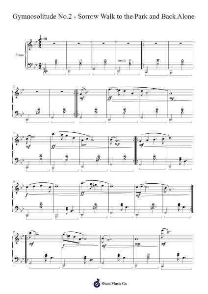 Gymnosolitude No.2 - Sorrow Walk to the Park and Back Alone Sheet Music by Pullbush-Arr.Lopeare