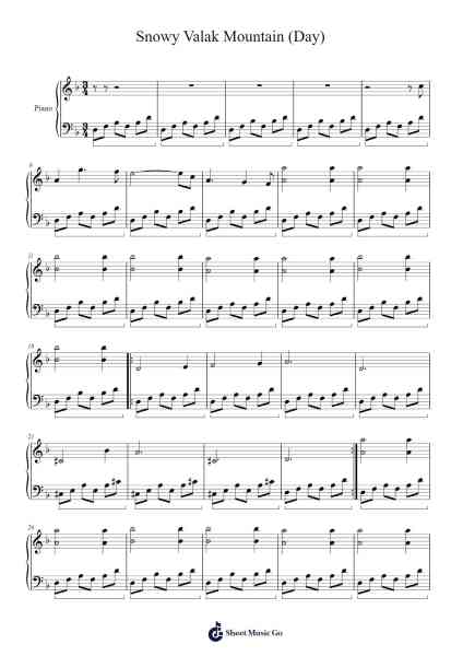 Snowy Valak Mountain (Day) Sheet Music by ACE+-Arr.Nery