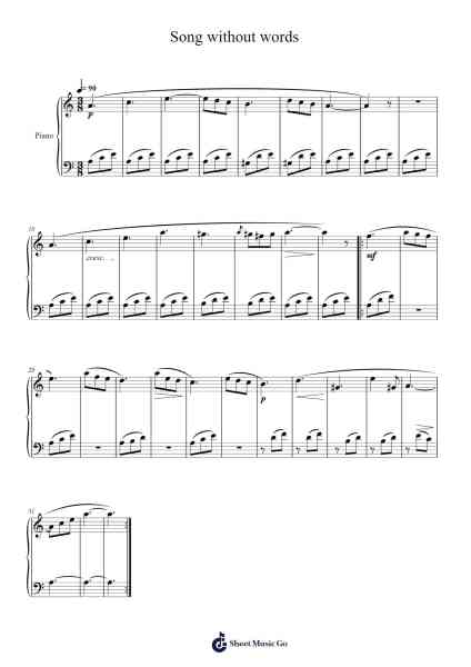 Song without words Sheet Music by Fritz Spindler-Arr.Benga