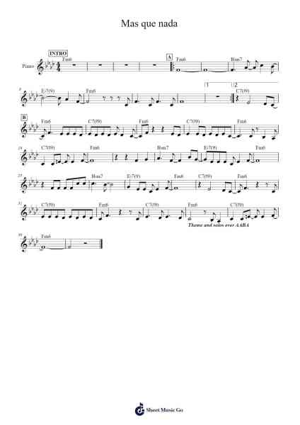 Mas que nada Sheet Music by Jorge Ben Jor-Arr.Hason