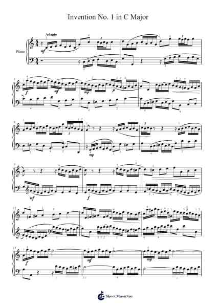 Invention No. 1 in C Major, BWV 772 Sheet Music by Johann Sebastian Bach-Arr.Cybing Gilldrew