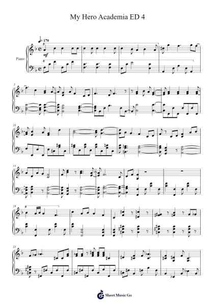 My Hero Academia ED 4 Sheet Music by Miwa-Arr.Temvogt Roblome
