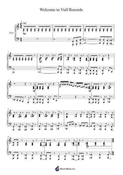 Welcome to Vulf Records Sheet Music by Vulfpeck-Arr.Joyli Glanions