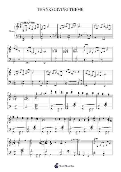 THANKSGIVING THEME Sheet Music by Vince Guaraldi-Arr.Yedpont