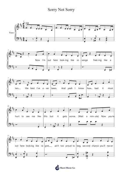 Sorry Not Sorry Sheet Music by Demi Lovato-Arr.Dwightlitt
