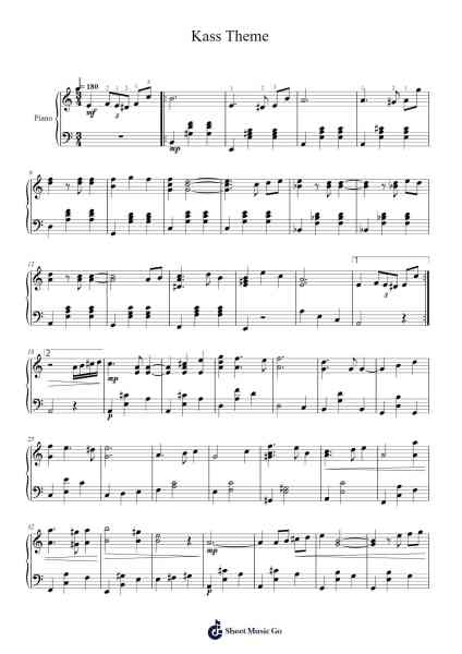 Kass Theme Sheet Music by Manaka Kataoka/Yasuaki Iwata-Arr.Joshjean