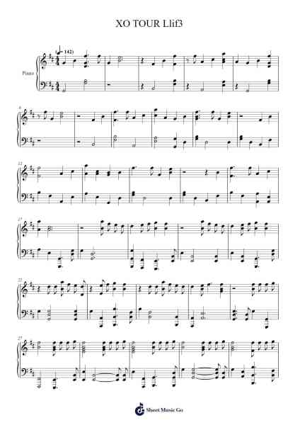 XO TOUR Llif3 (The Theorist Piano Cover) Sheet Music by Lil Uzi Vert-Arr.Housebuck Boylejones