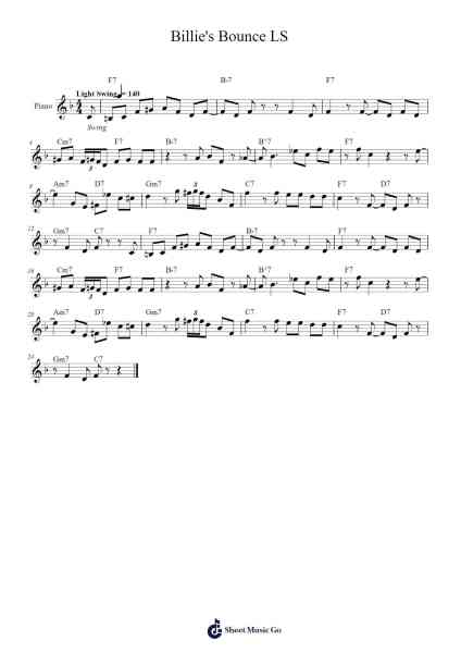 Billie's Bounce LS Sheet Music by Charlie Parker-Arr.Boyletio Wanleigh