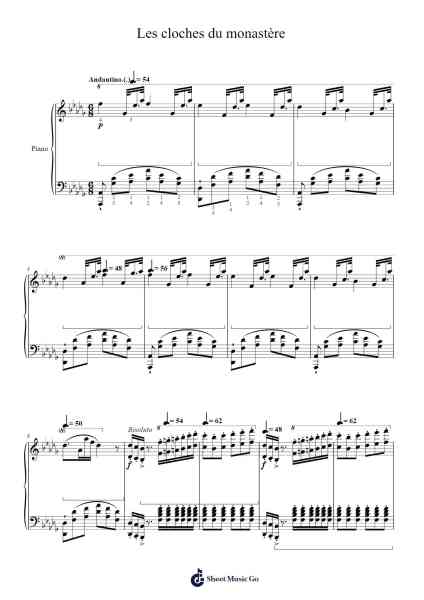 Les cloches du monastère, Op. 54a Sheet Music by Alfred Lefébure-Wély-Arr.Hootus