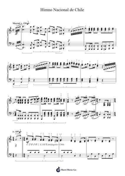 Himno Nacional de Chile Sheet Music by Ramón Carnicer-Arr.Thomgreg