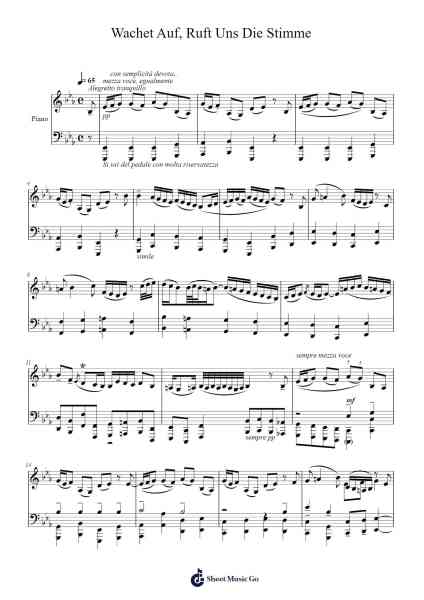Wachet Auf, Ruft Uns Die Stimme, BWV 140 Sheet Music by Johann Sebastian Bach-Arr.Fordtrid Lawsweet