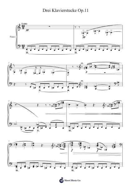 Drei Klavierstücke, Op. 11: II Sheet Music by Arnold Schoenberg-Arr.Wymo