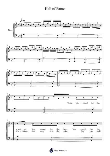 Hall of Fame Sheet Music by The Script/will.i.am-Arr.Leeles Stoweser