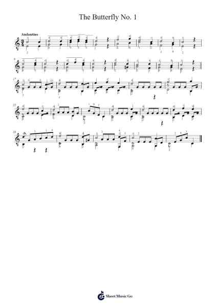 The Butterfly, Op. 50 No. 1 Sheet Music by Mauro Giuliani-Arr.Maclup