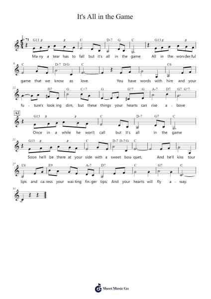 It's All in the Game Sheet Music by Charles G. Dawes-Arr.Leisa