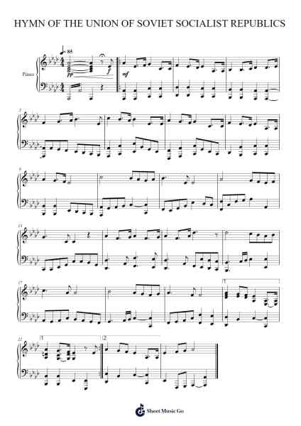 HYMN OF THE UNION OF SOVIET SOCIALIST REPUBLICS (USSR) Sheet Music by undefined-Arr.Dysaul Beaze