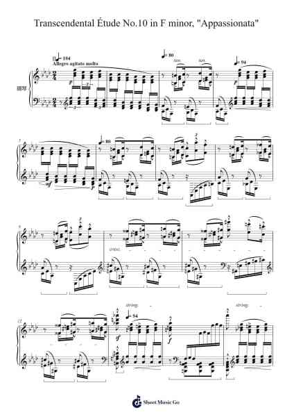 Transcendental Étude No. 10 in F Minor, S. 139: "Appassionata" Sheet Music by Franz Liszt-Arr.Kathmann