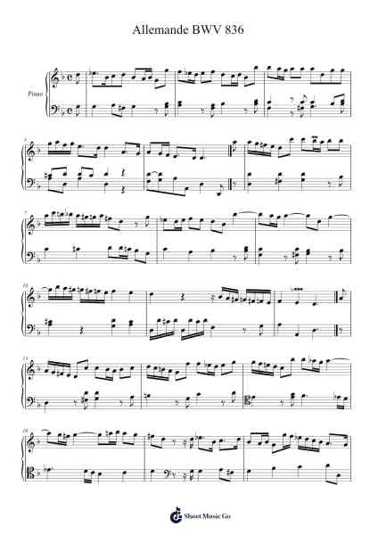Allemande BWV 836 Sheet Music by Johann Sebastian Bach-Arr.Narion