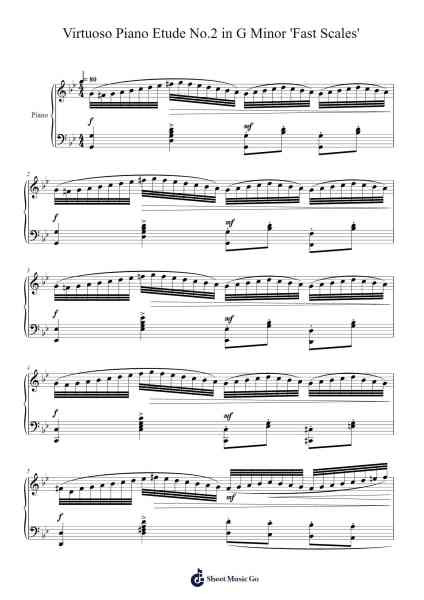 Virtuoso Piano Etude No.2 in G Minor 'Fast Scales' Sheet Music by Reydutt-Arr.Gorale Wattia
