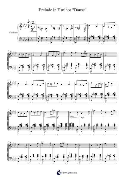 Prelude in F minor "Danse" Sheet Music by Justinas Bernotas-Arr.Rydiah