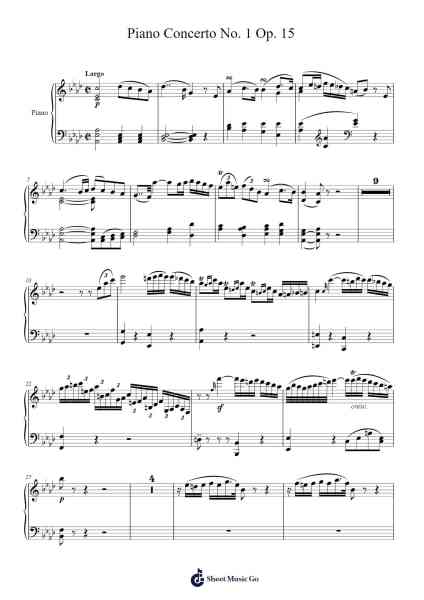 Piano Concerto No. 1 in F Minor, Op. 15 Sheet Music by Ludwig van Beethoven-Arr.Sysham