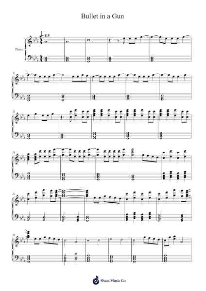 Bullet in a Gun Sheet Music by Imagine Dragons-Arr.Bartrhys Shelcie