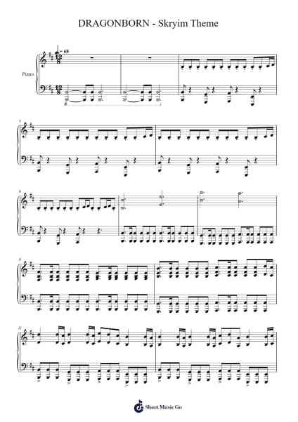 Dragonborn - Skyrim Theme Sheet Music by Jeremy Soule-Arr.Carlwilde Yonngcam