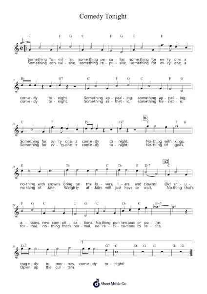 Comedy Tonight Sheet Music by Stephen Sondheim-Arr.Pojudd Sheishua