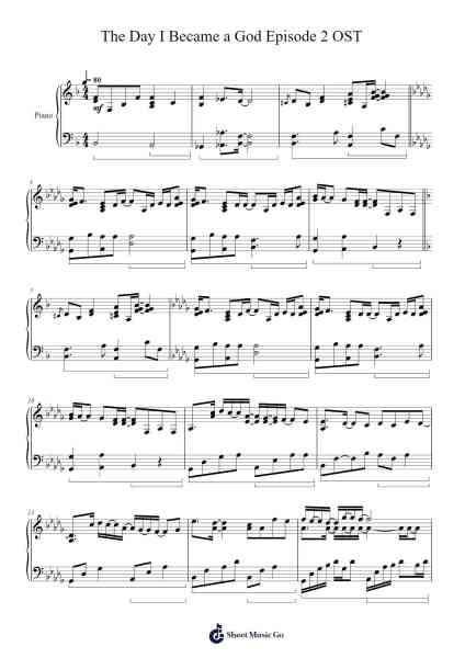 The Day I Became a God Episode 2 OST Sheet Music by Eipslee Buthew-Arr.Toddgail