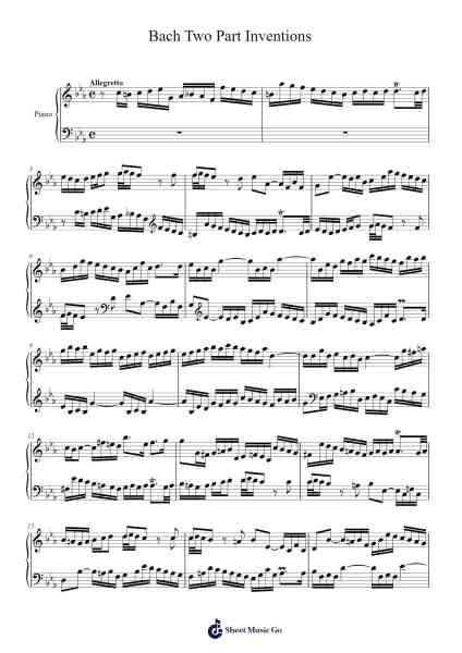 Two-Part Invention No. 2 in C Minor, BWV 772 Sheet Music by Johann Sebastian Bach-Arr.Bobtab