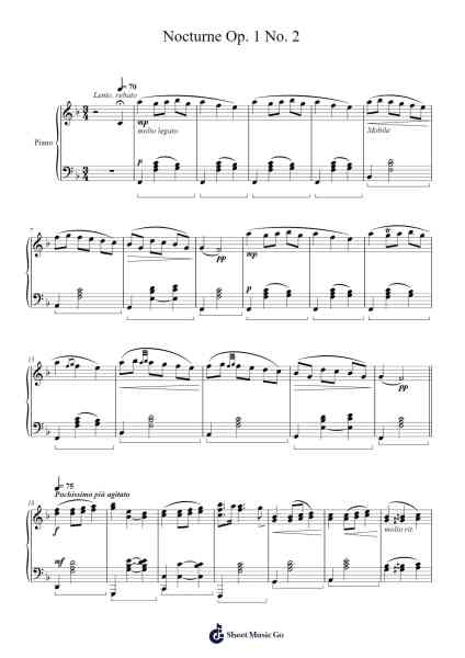 Nocturne Op. 1 No. 2 Sheet Music by Elviira Väyrynen-Arr.Frednice Daveburns