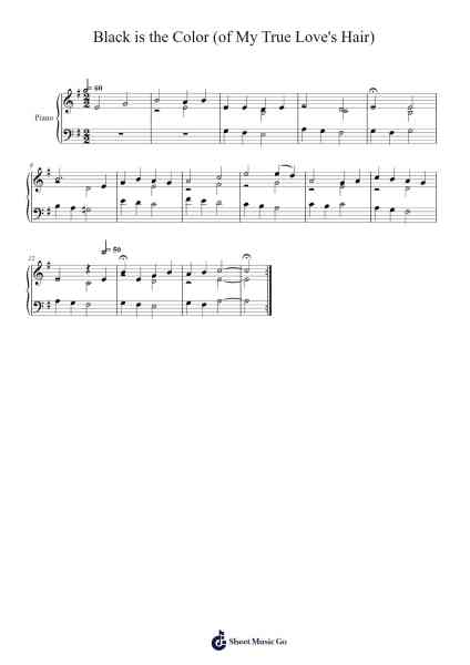 Black is the Color (of My True Love's Hair) Sheet Music by American Folksong-Arr.Fanold Moulmar