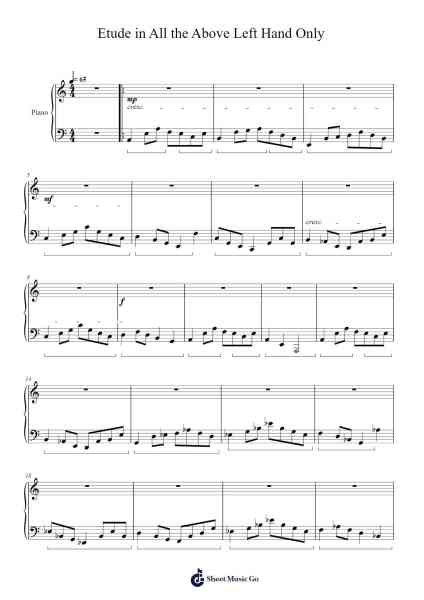 Etude in All the Above Left Hand Only Sheet Music by Ronald Karle-Arr.Blyret Jimlor