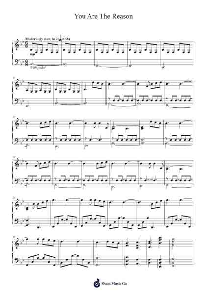 You Are The Reason Sheet Music by Calum Scott-Arr.Chamcarr Cherbard